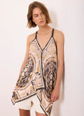 Neutral Floral Print Handkerchief Hem Top