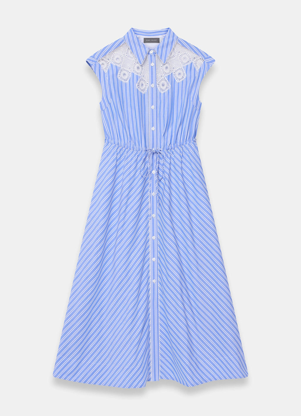 Blue Striped Midi Shirt Dress