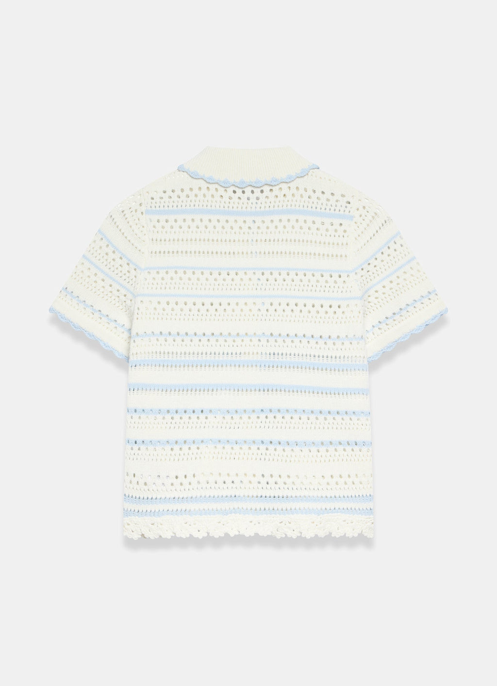 Cream Cotton Blend Stripe Crochet Top