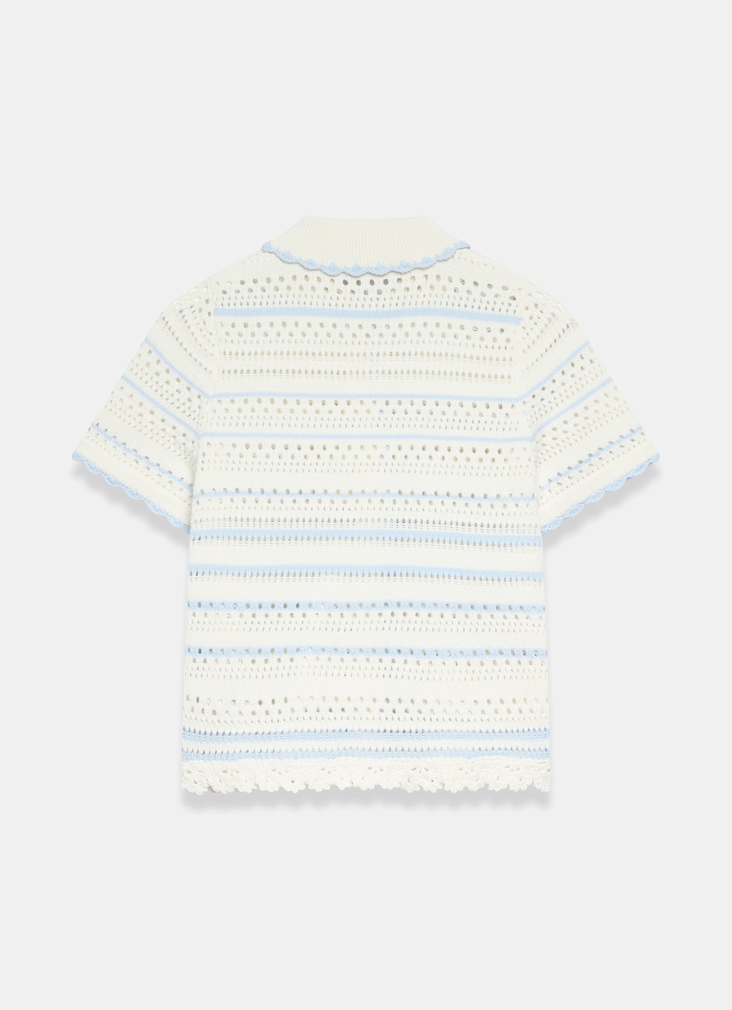 Cream Cotton Blend Stripe Crochet Top