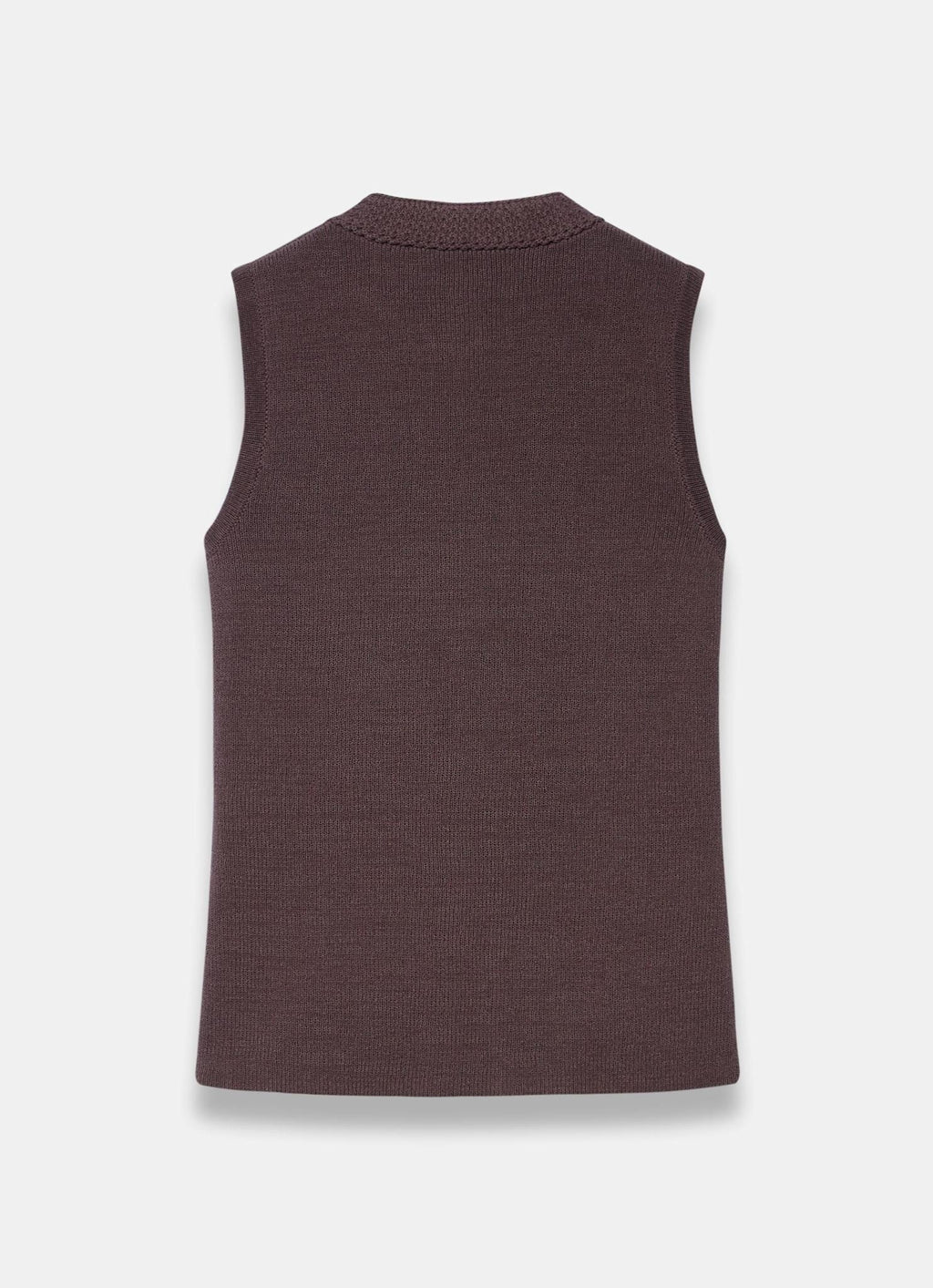 Brown Sunray Button Knit Sleeveless Top