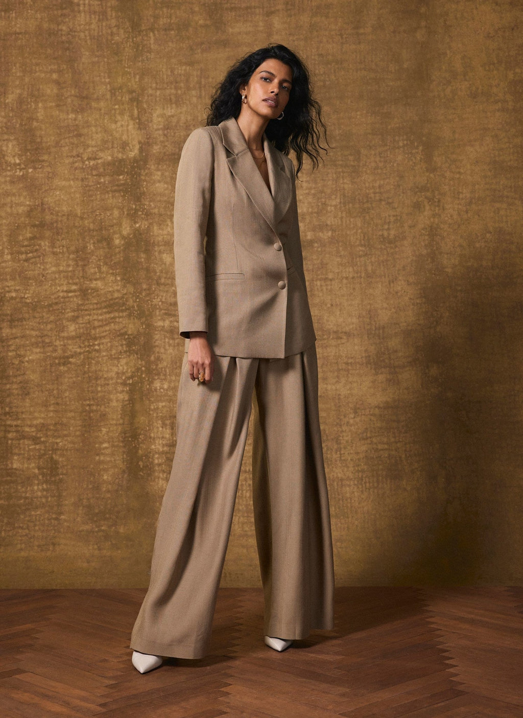 Neutral Shine Tailored Blazer