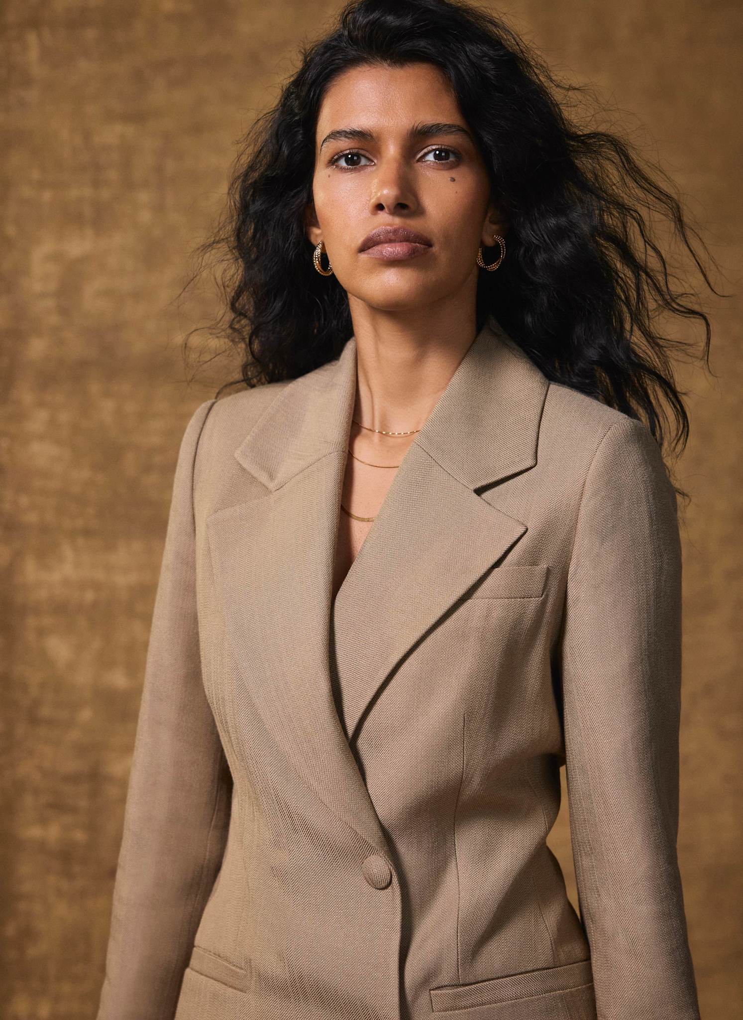 Neutral Shine Tailored Blazer