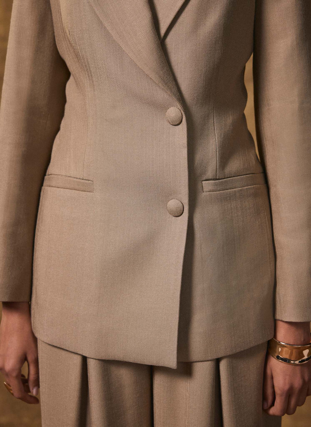 Neutral Shine Tailored Blazer