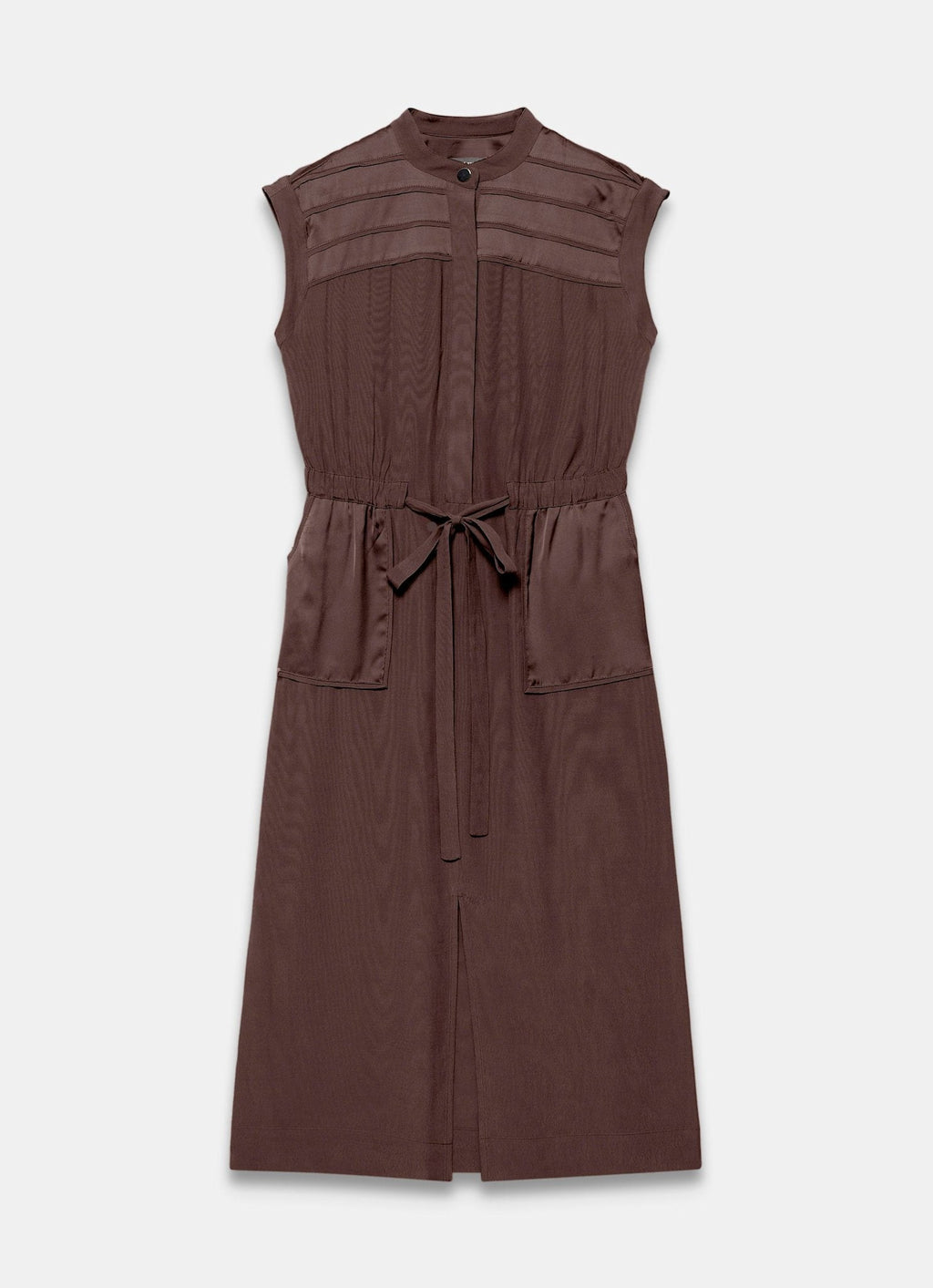 Brown Utility Midi Shirt Dress