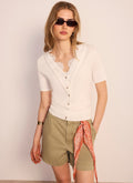 Cream Cotton Lace Trim Top