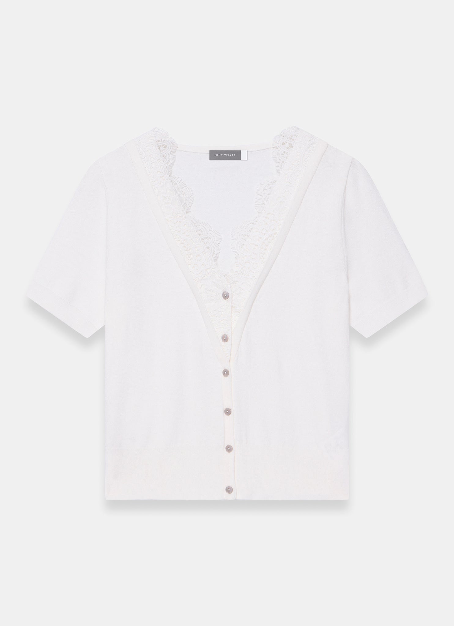 Cream Cotton Lace Trim Top