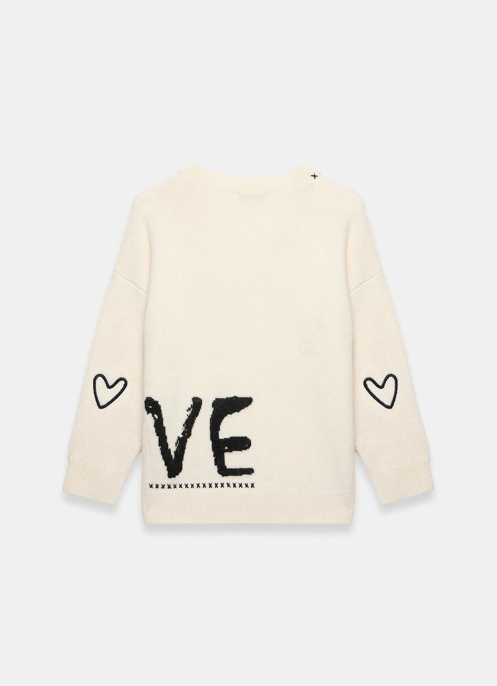 Cream Wool Blend Graphic Love Jumper