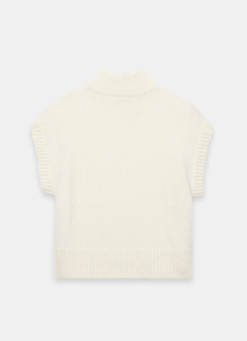 Cream Wool Blend High Neck Knit Top