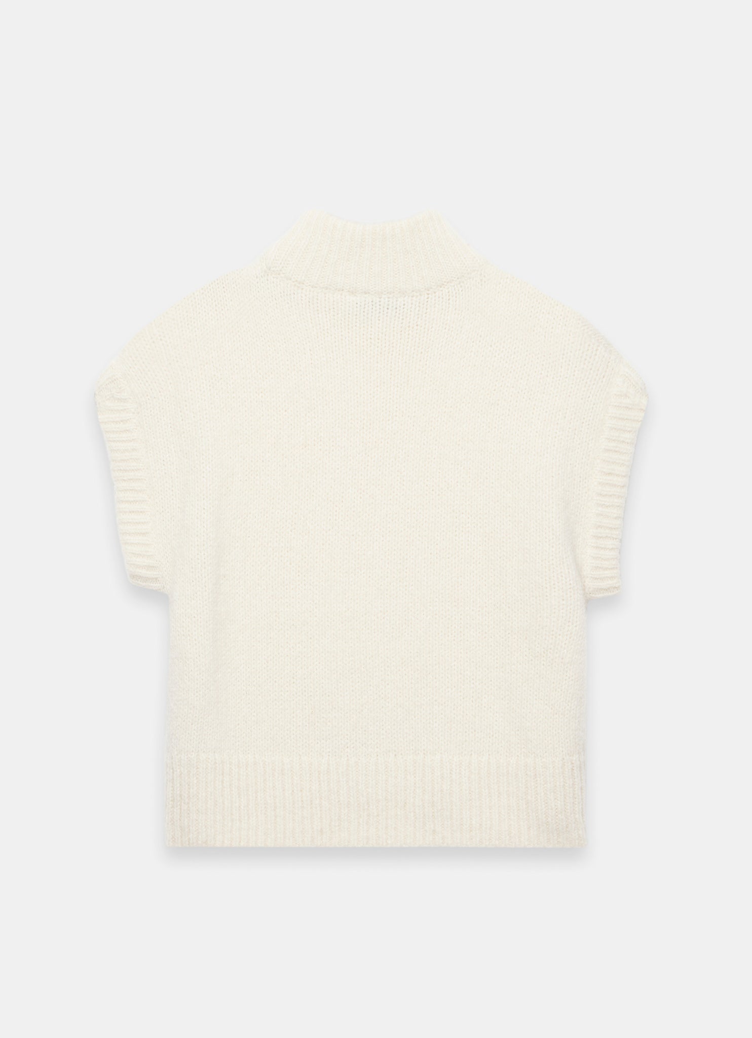 Cream Wool Blend High Neck Knit Top