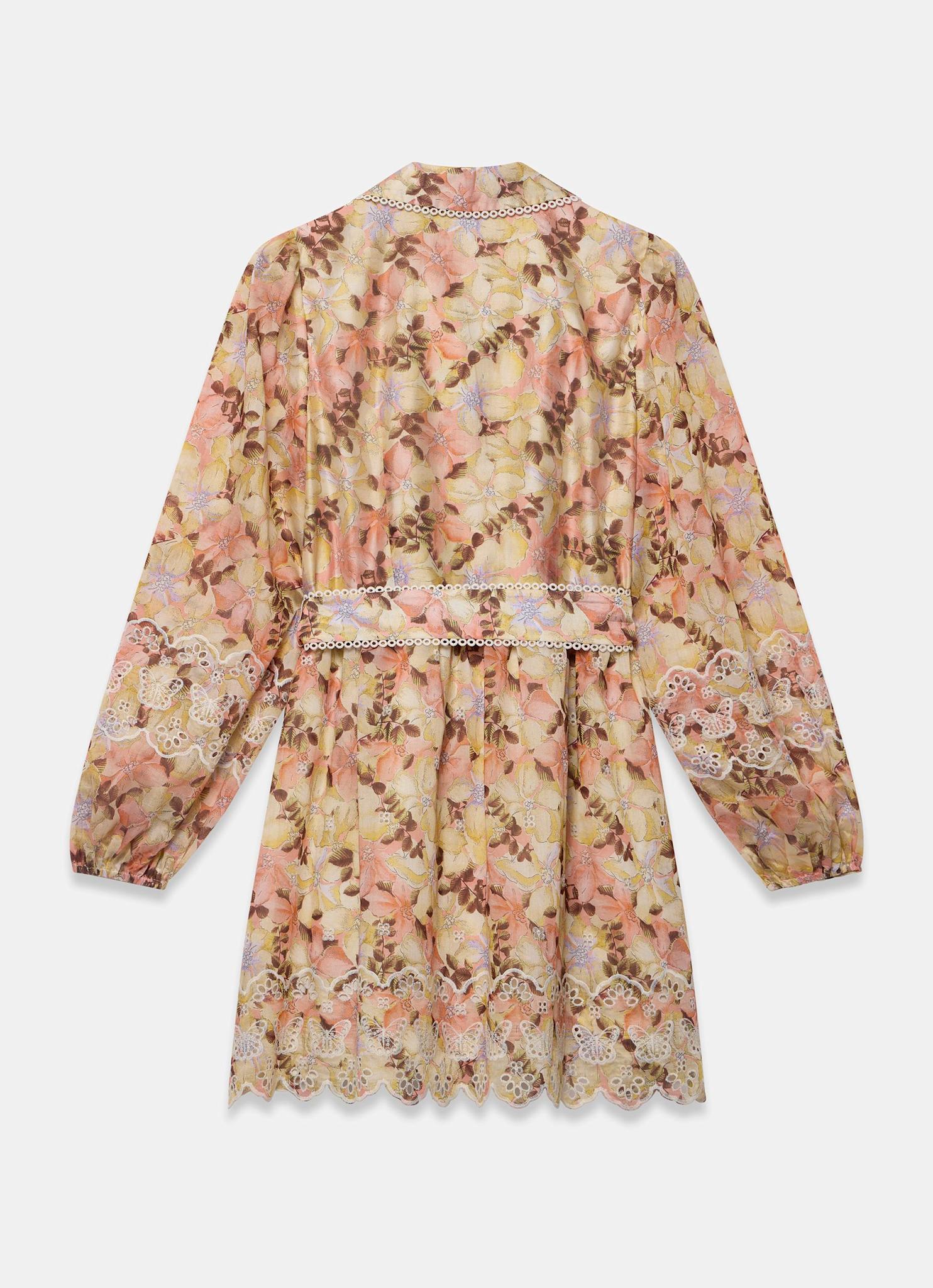 Neutral Floral Print Mini Dress