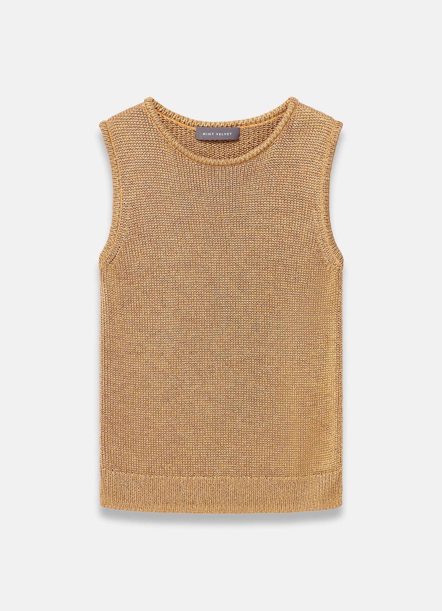 Gold Metallic Knit Vest Top