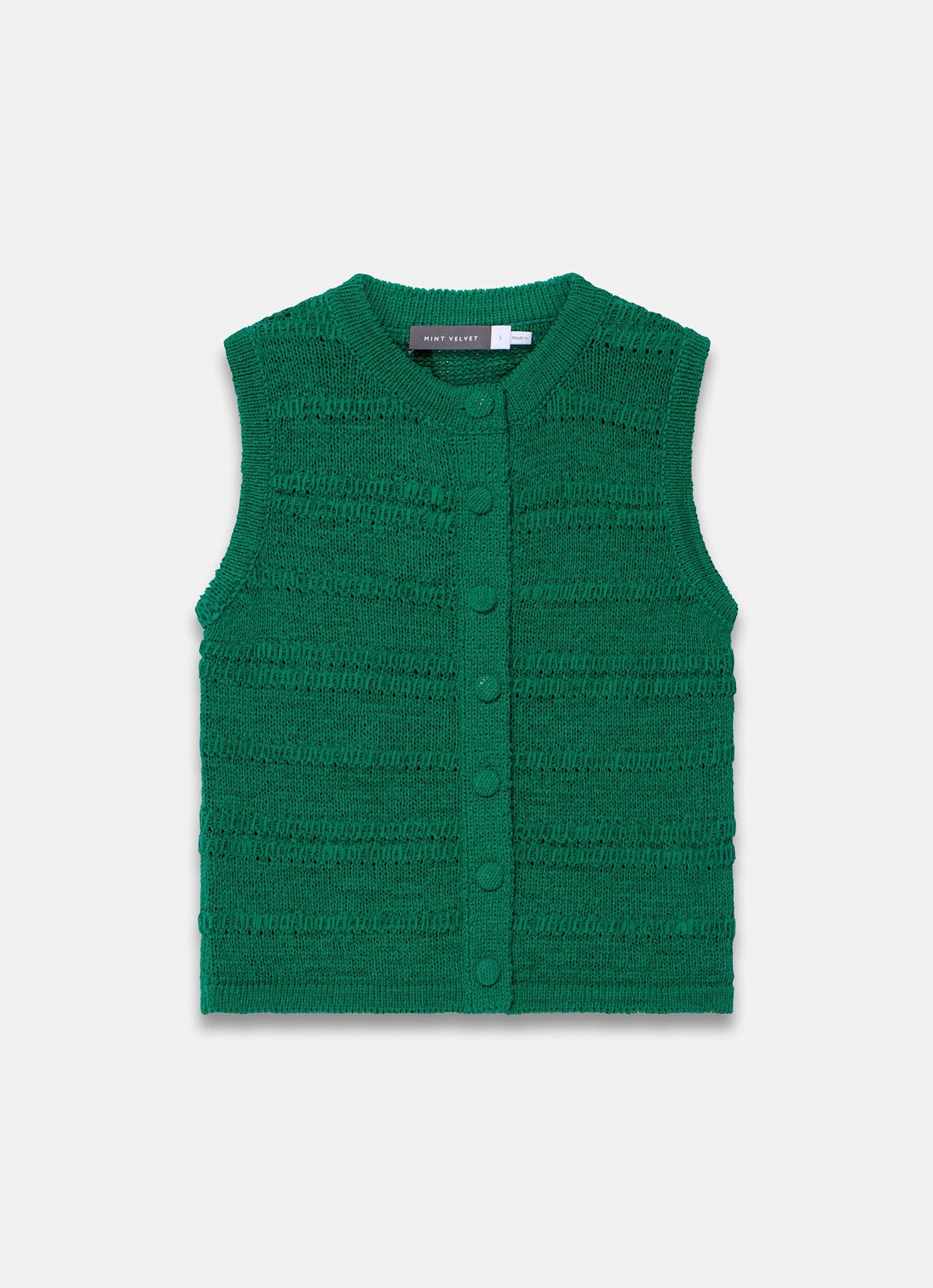 Green Cotton Blend Button Detail Knit Top