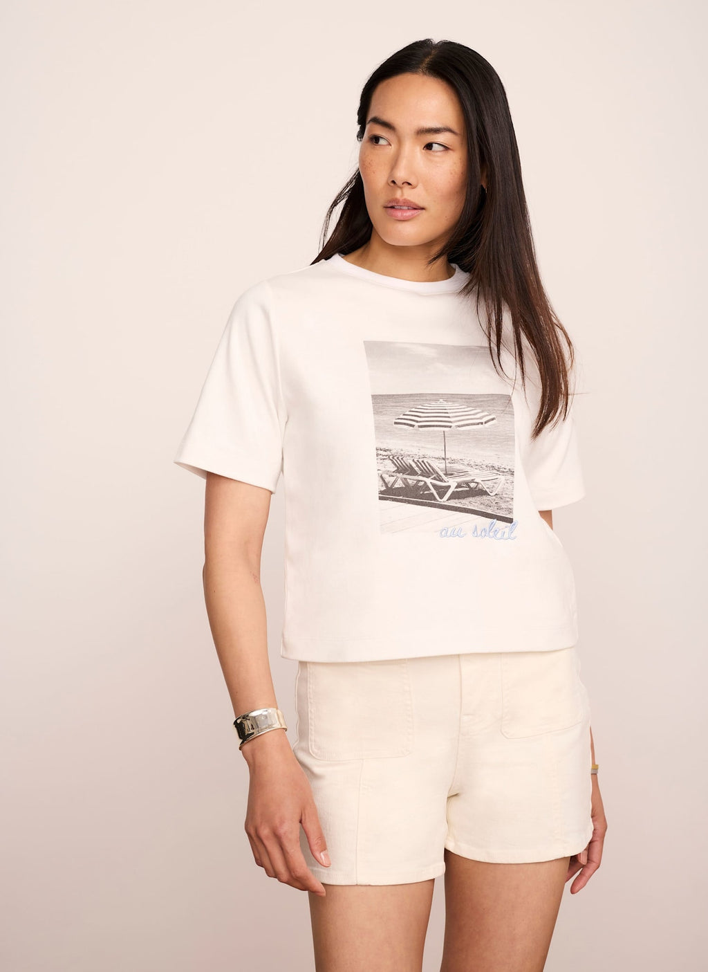 White Cotton Beach Print Ultimate T-Shirt