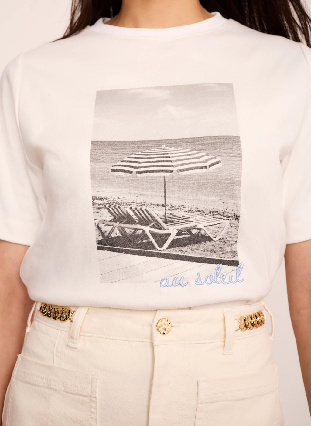 White Cotton Beach Print Ultimate T-Shirt