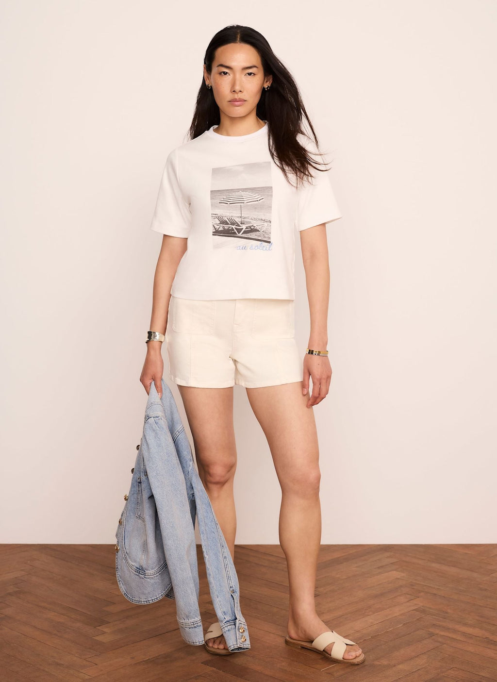 White Cotton Beach Print Ultimate T-Shirt