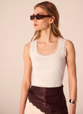 White Crochet Trim Vest Top