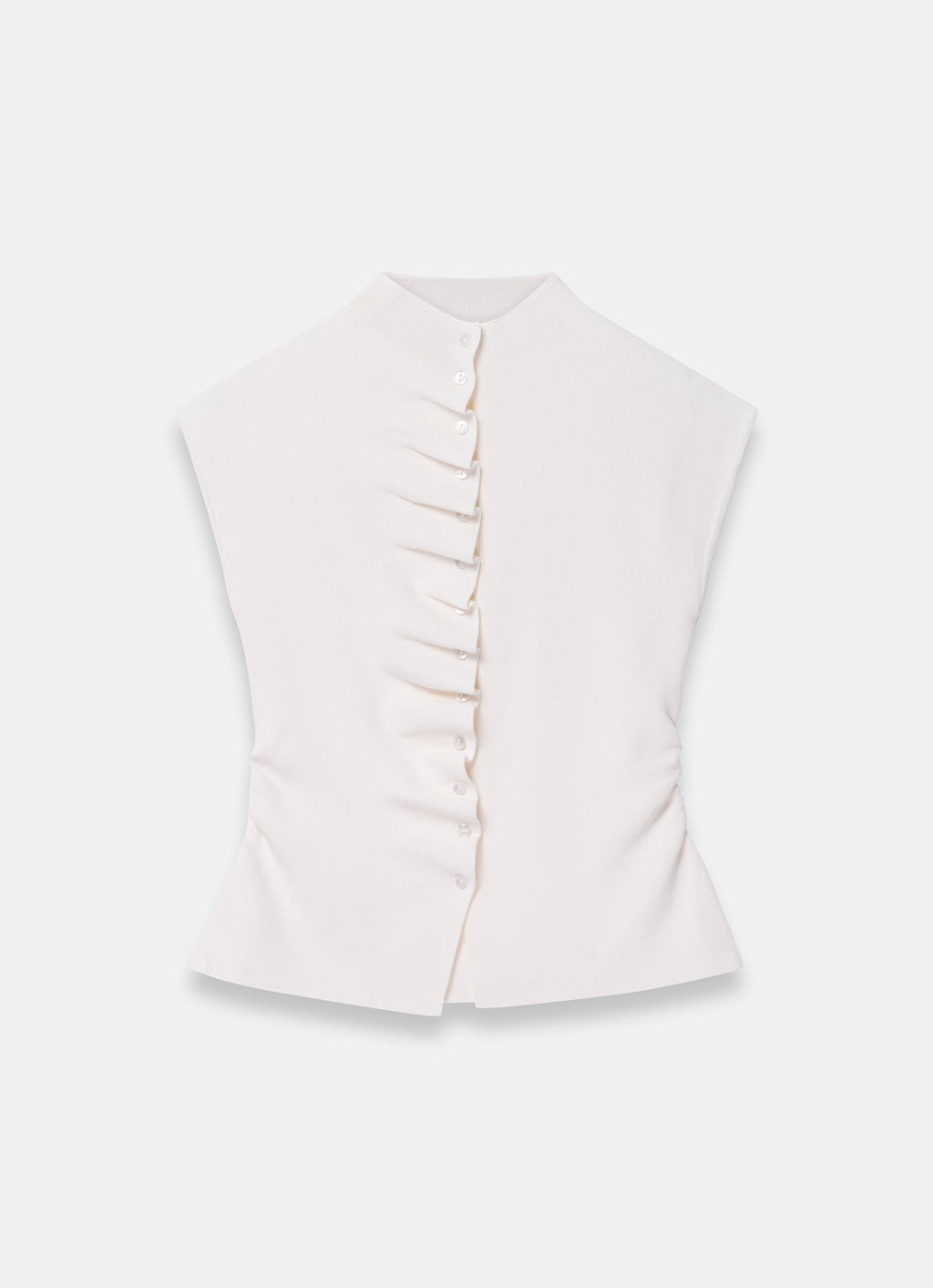 Cream Sleeveless Ruffle Knit Top