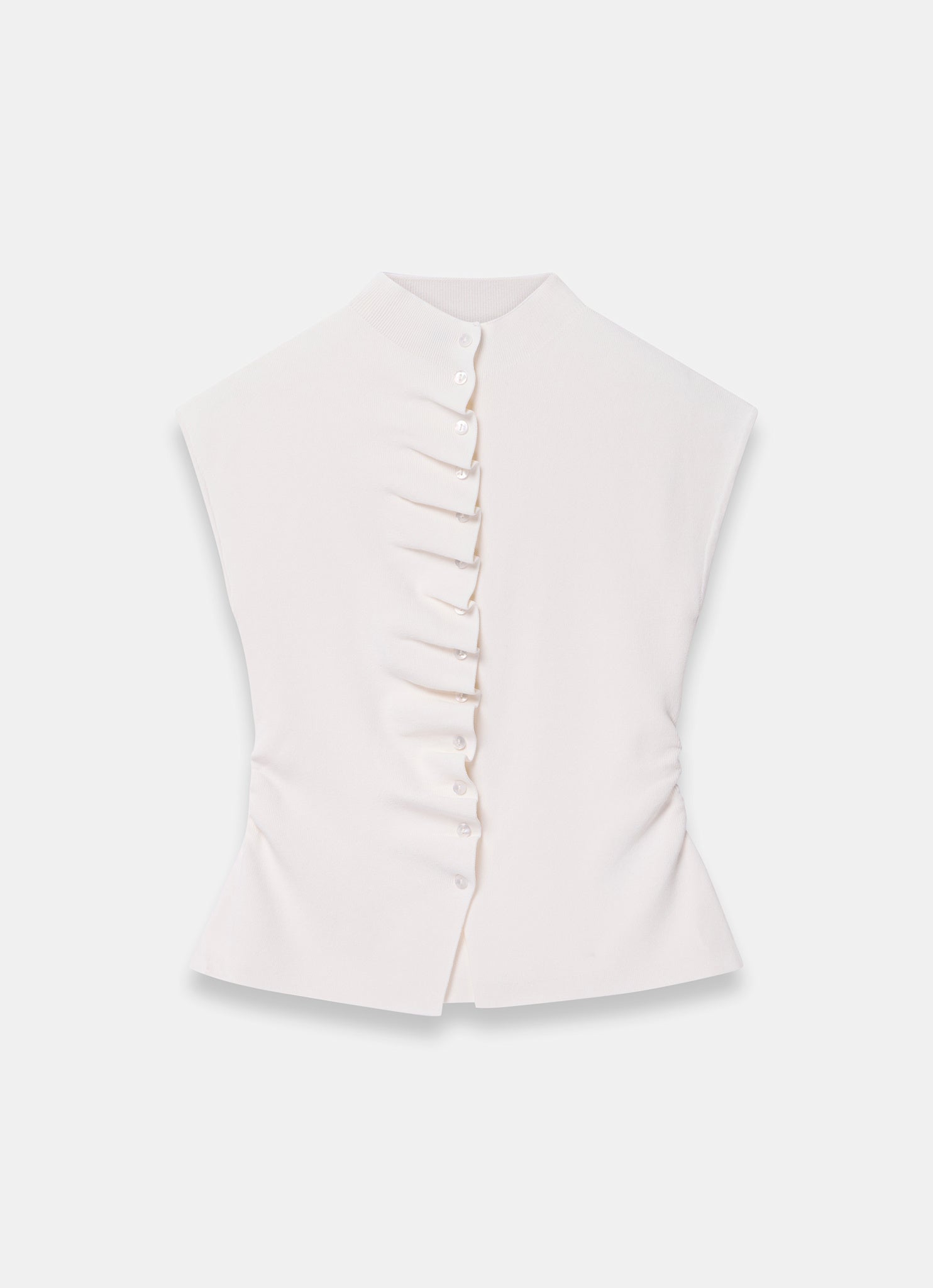 Cream Sleeveless Ruffle Knit Top