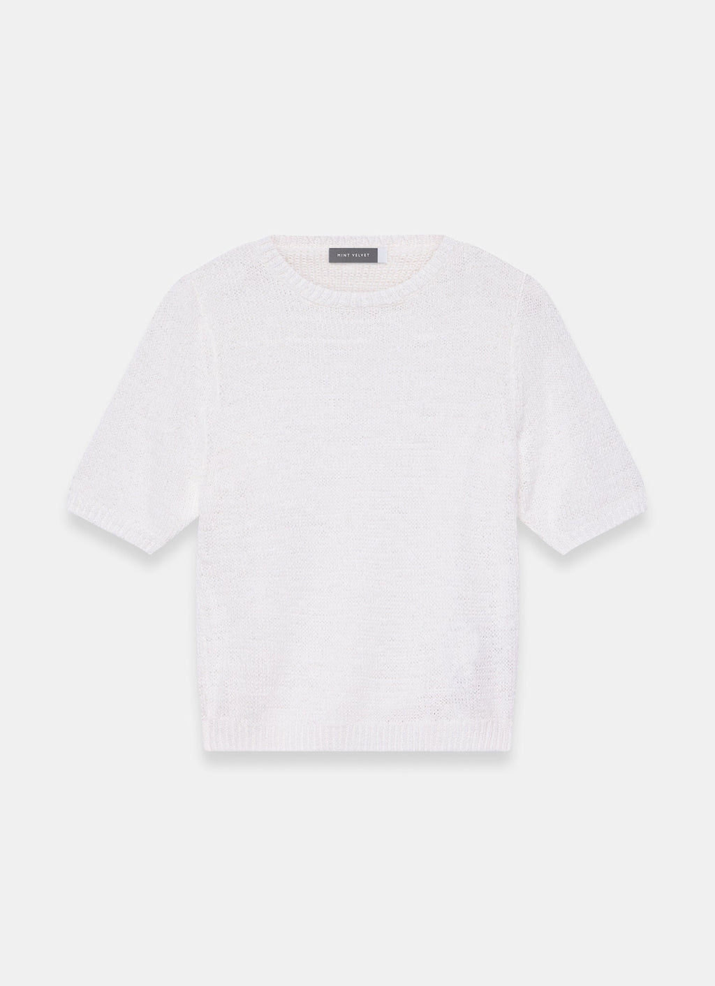 White Cotton Blend Knit Top