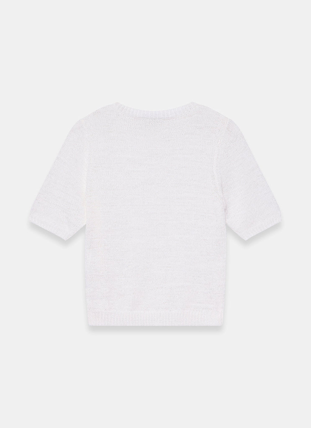 White Cotton Blend Knit Top