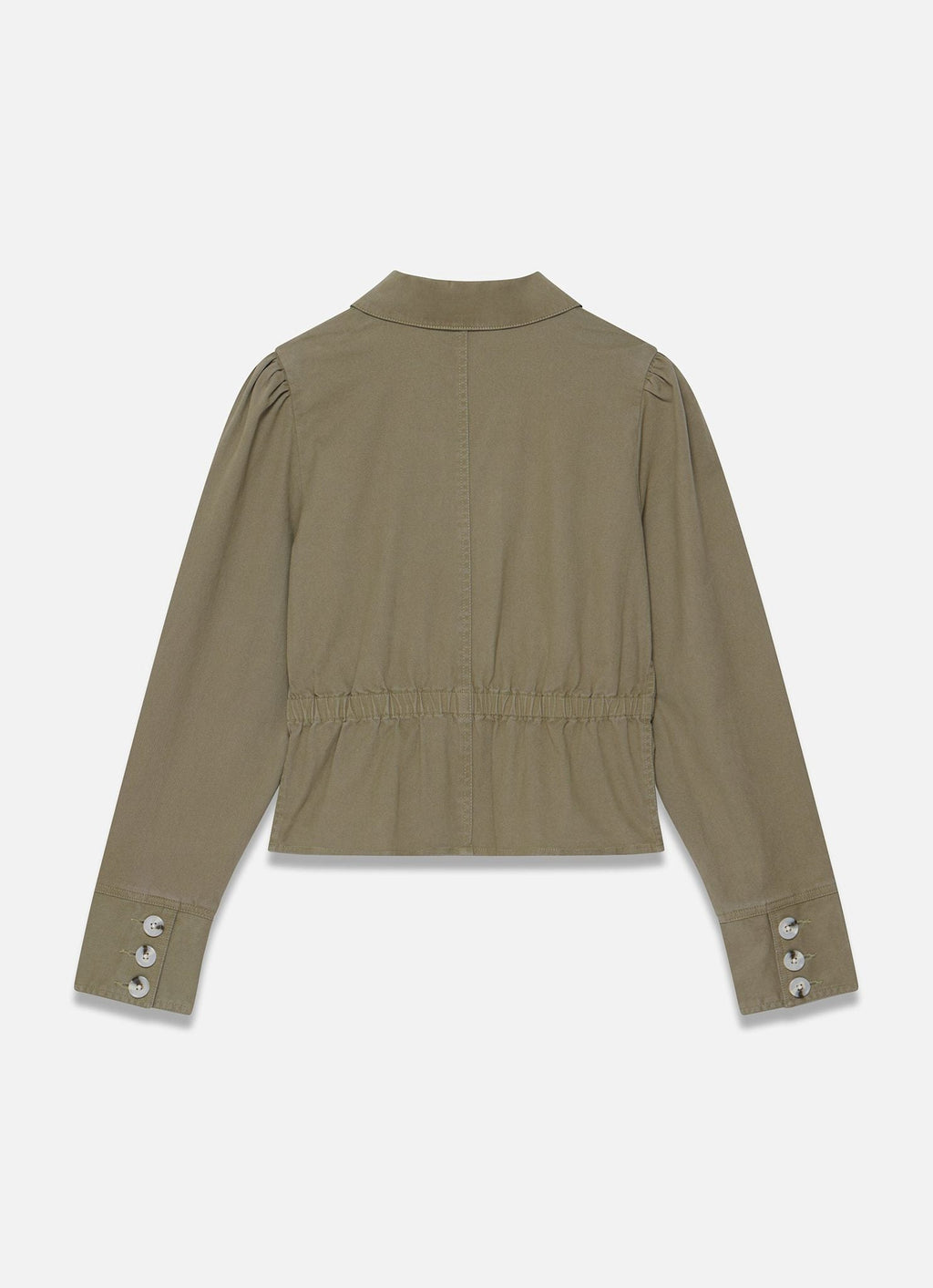Khaki Cotton Blend Peplum Jacket