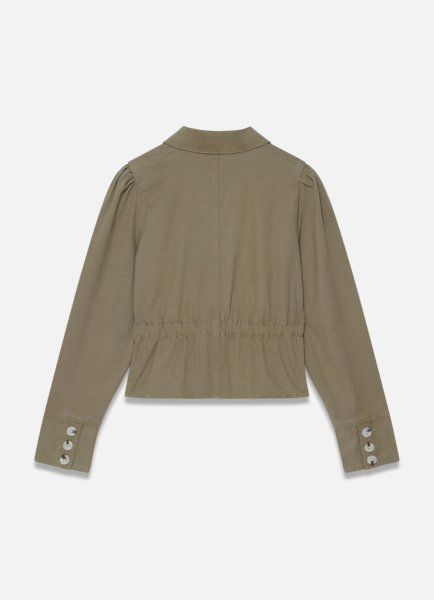 Khaki Cotton Blend Peplum Jacket