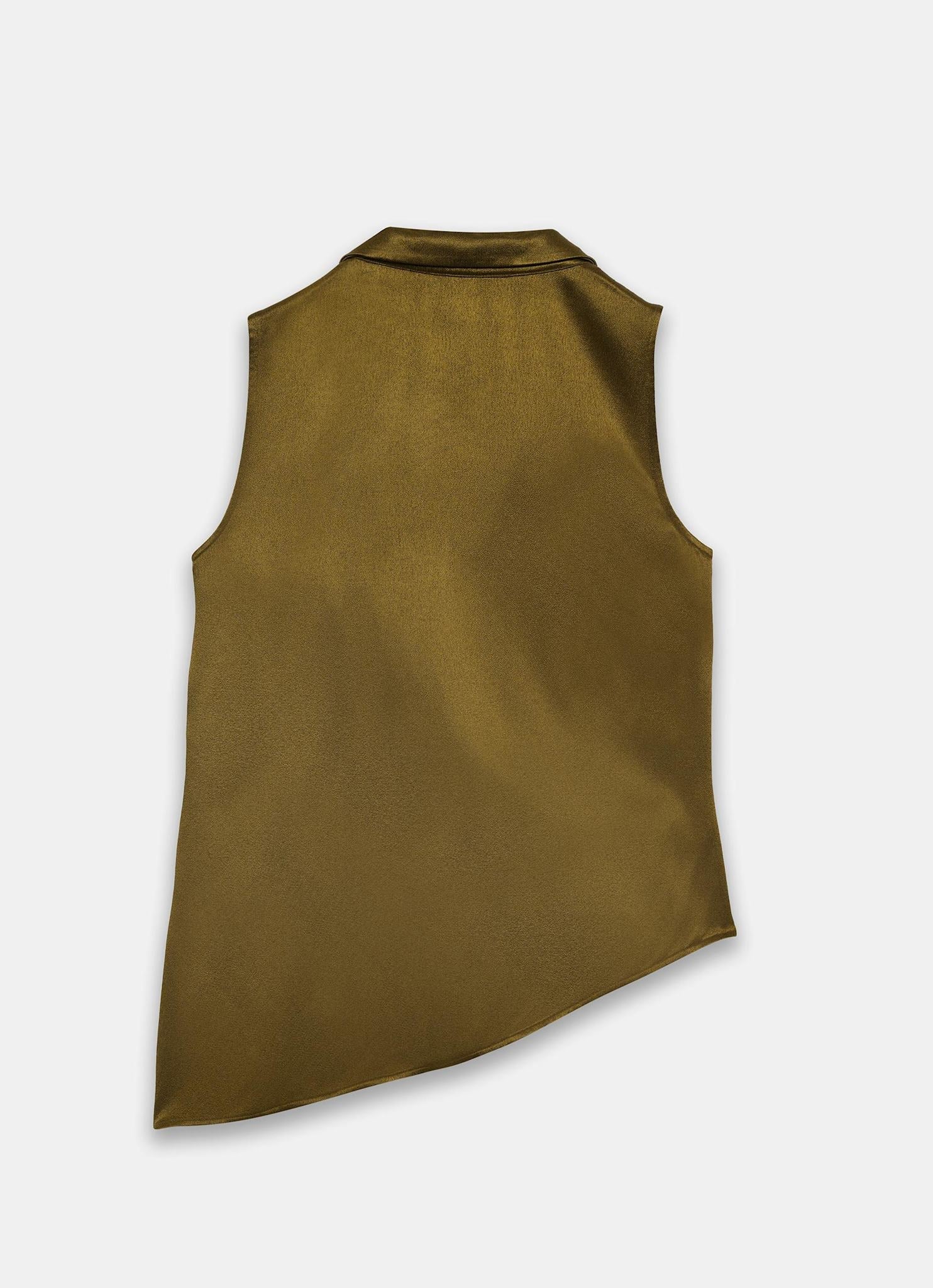 Khaki Crochet Trim Satin Wrap Top