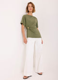 Khaki Gathered Detail Top
