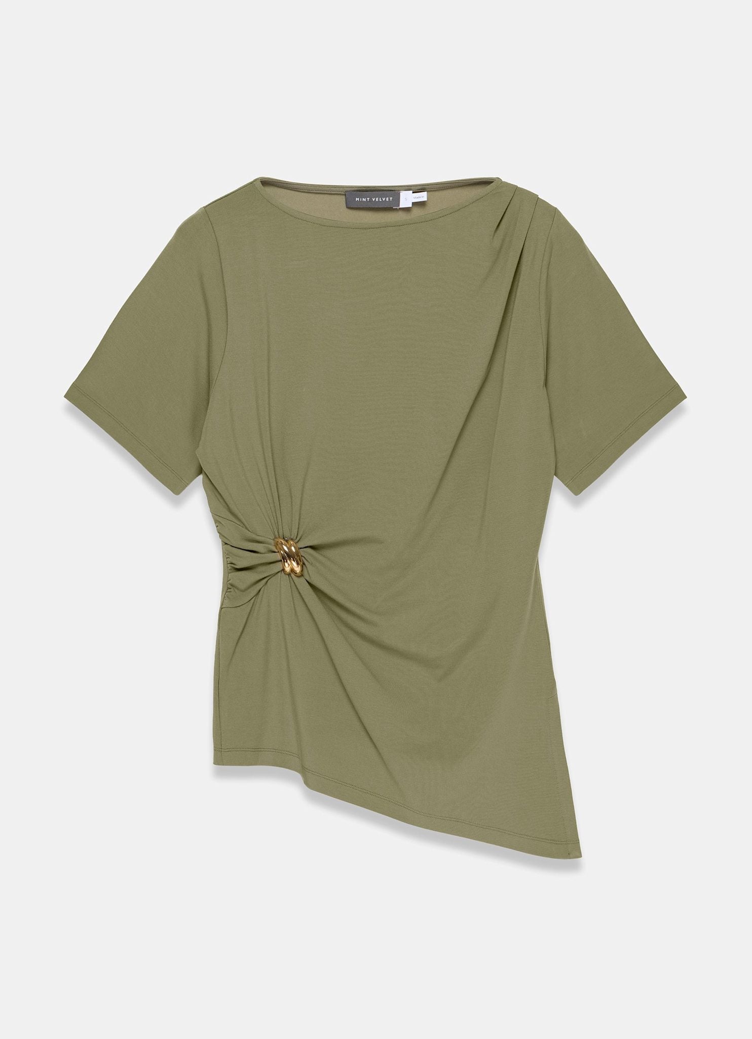 Khaki Gathered Detail Top