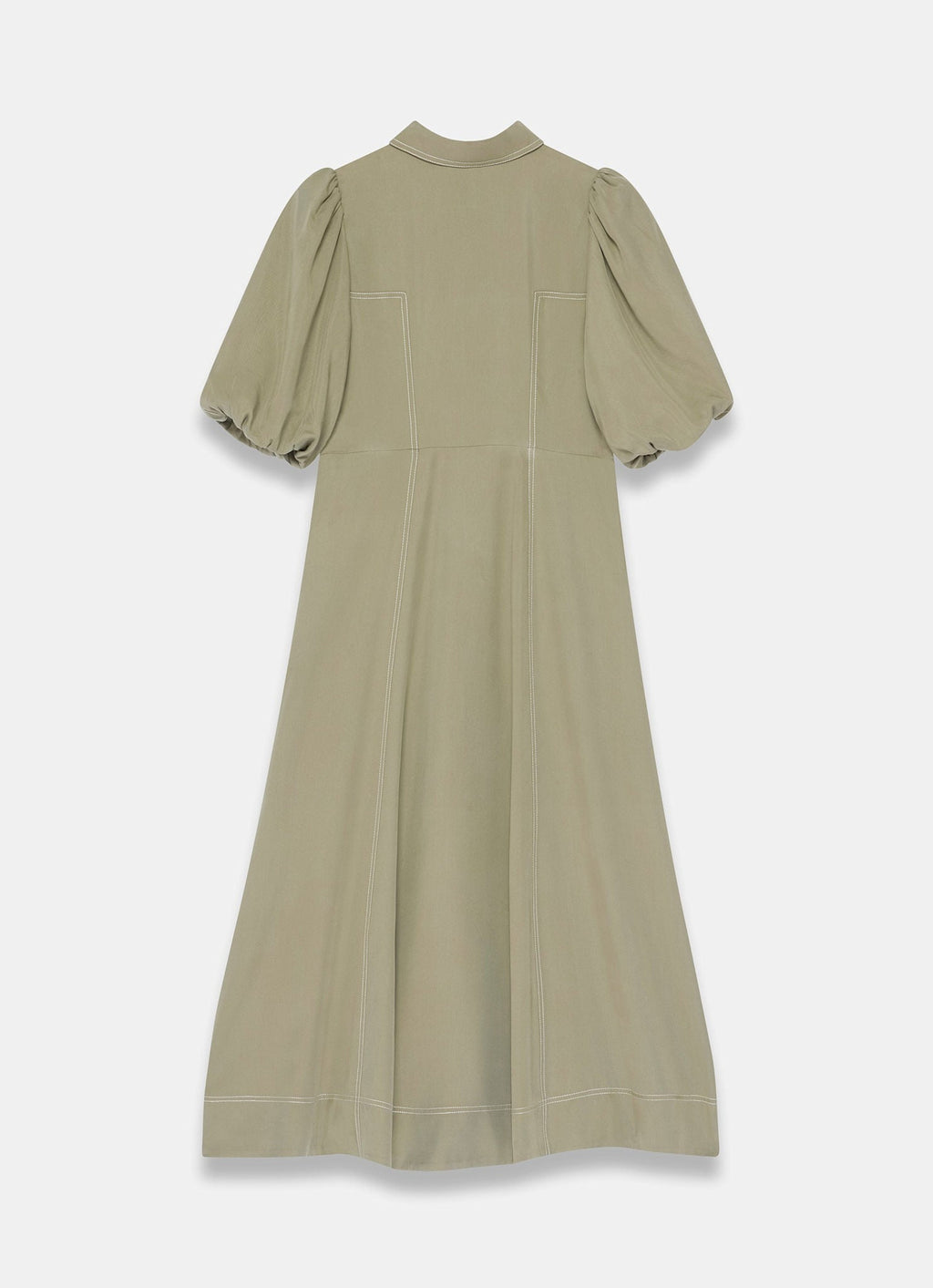 Khaki Utility Zip Midi Shirt Dress