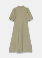 Khaki Utility Zip Midi Shirt Dress