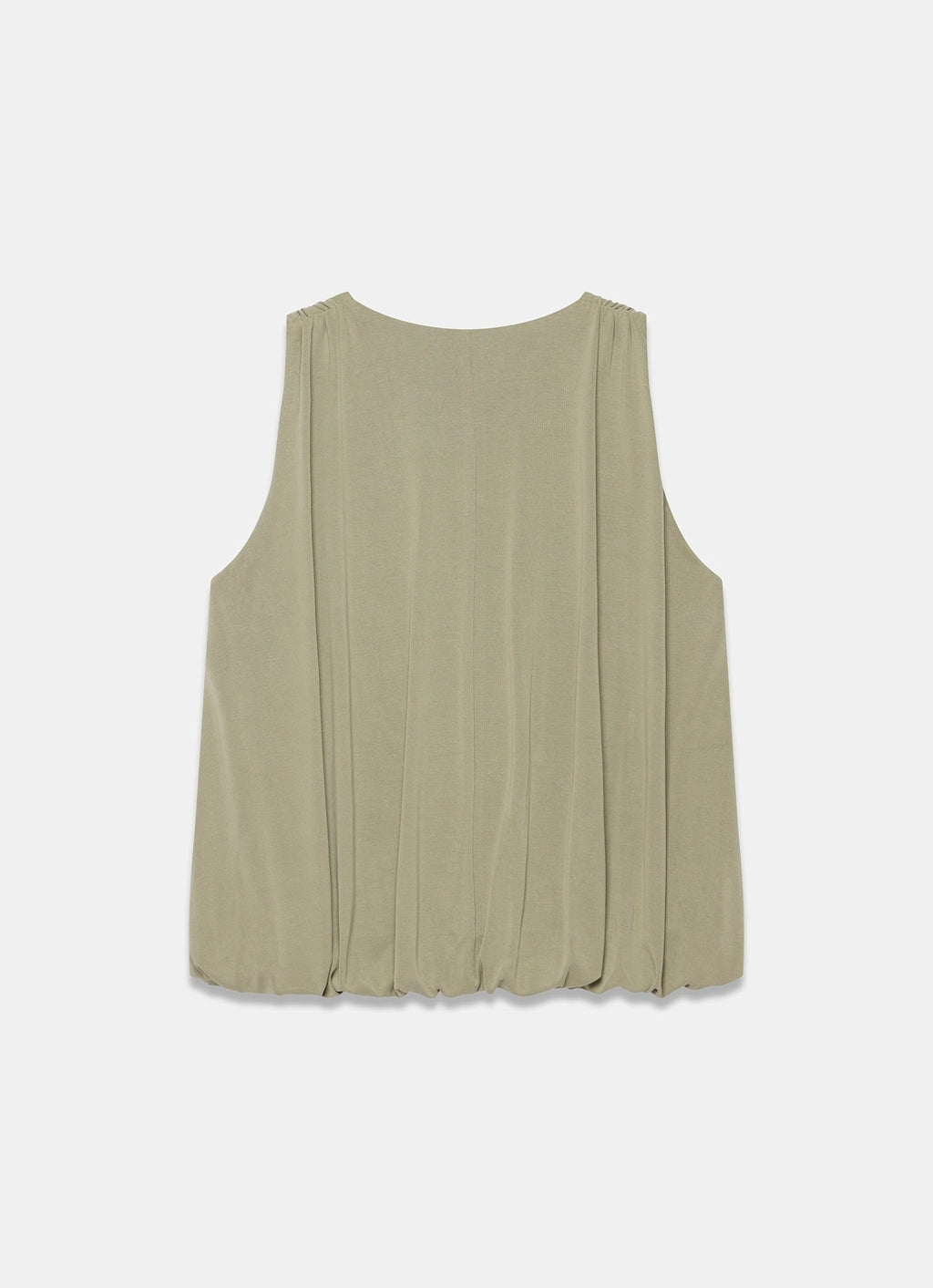Khaki V Neck Bubble Hem Top