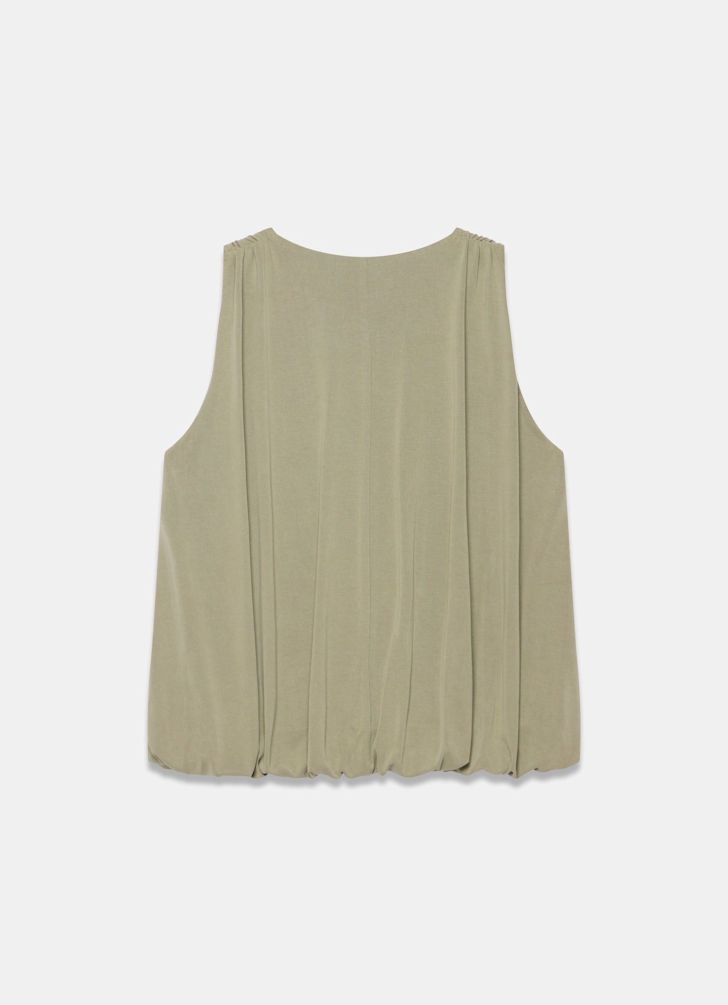 Khaki V Neck Bubble Hem Top
