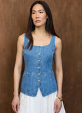 Mid Indigo Denim Waistcoat Top