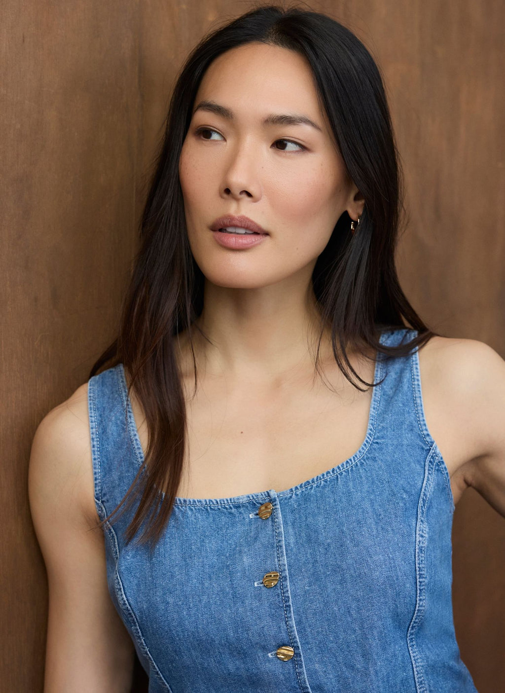 Mid Indigo Denim Waistcoat Top