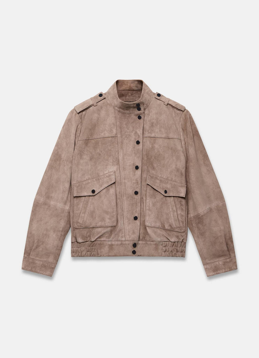 Neutral Suede Pilot Bomber Jacket