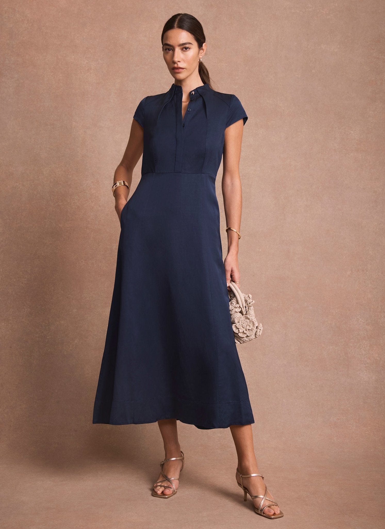 Navy Midi Shirt Dress