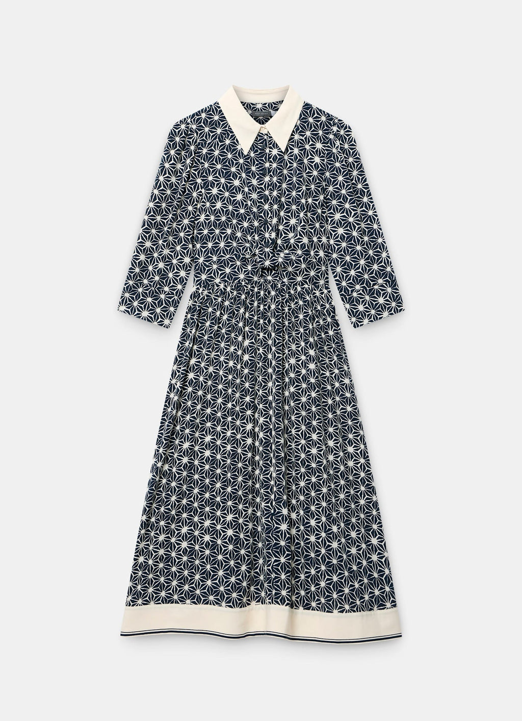 Navy Print Midi Shirt Dress