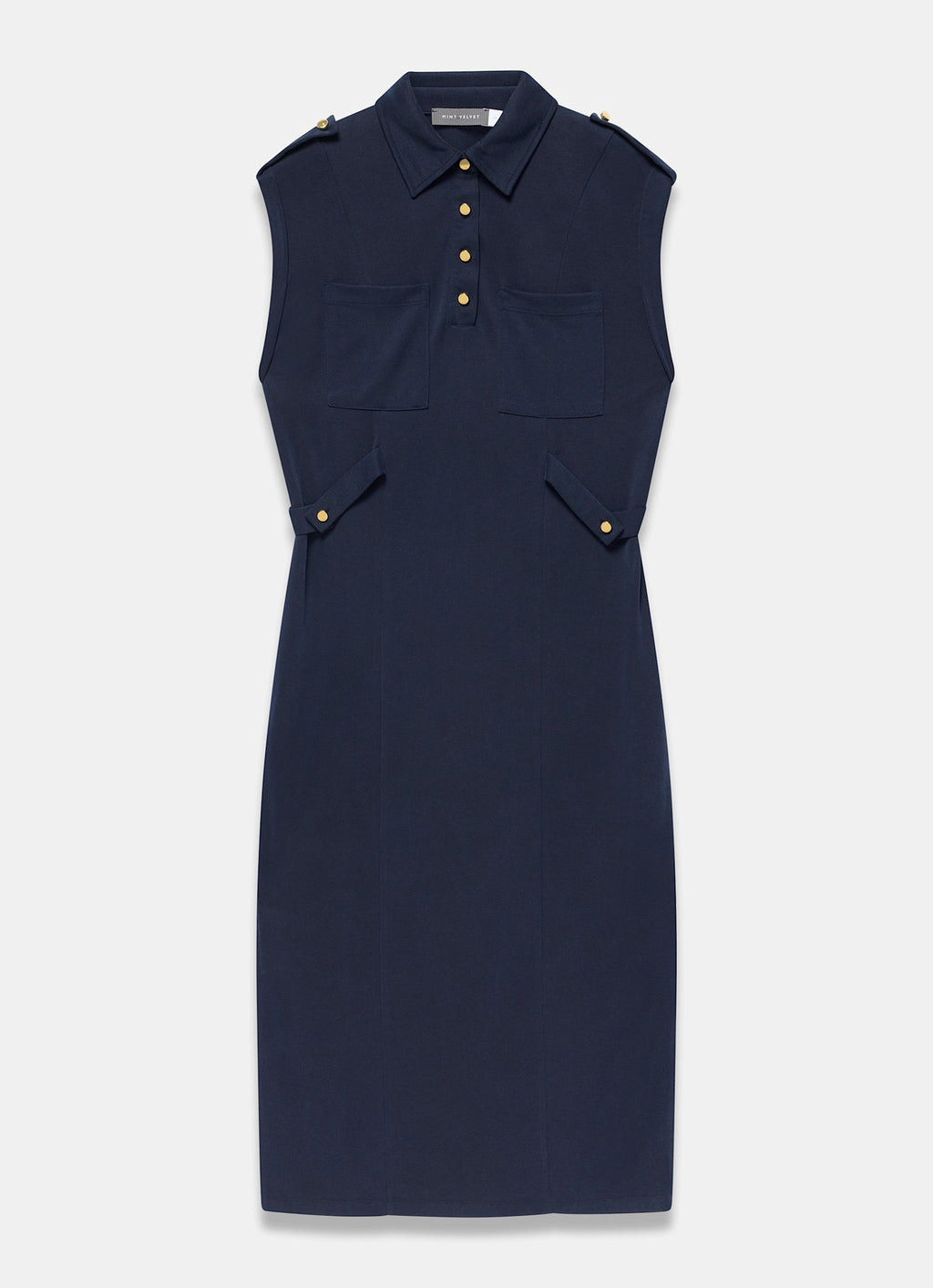 Navy Utility Midi Dress