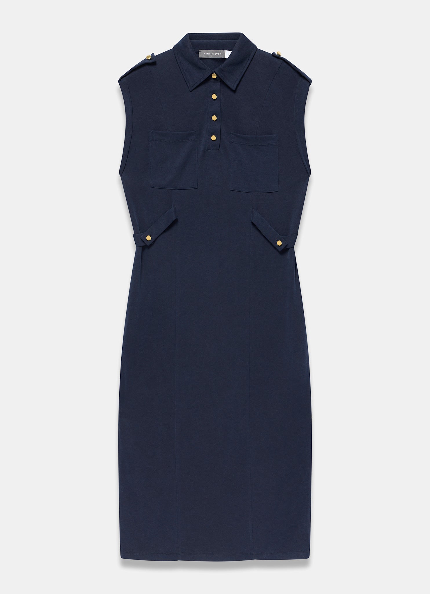 Navy Utility Midi Dress