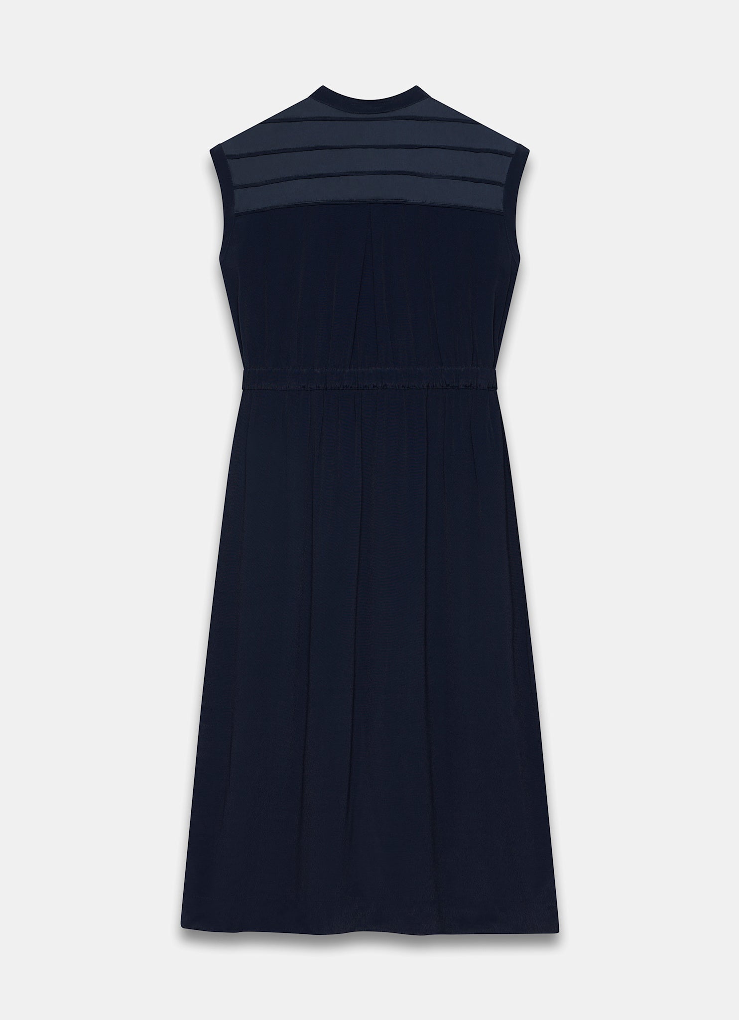 Navy Satin Utility Midi Dress