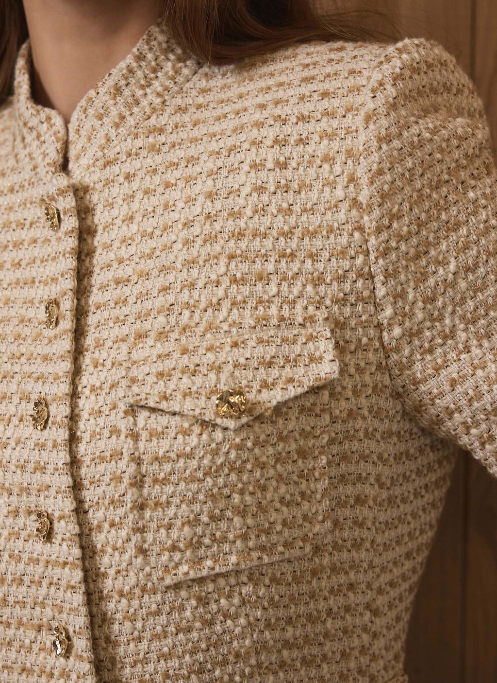 Neutral Boucle Pocket Detail Jacket
