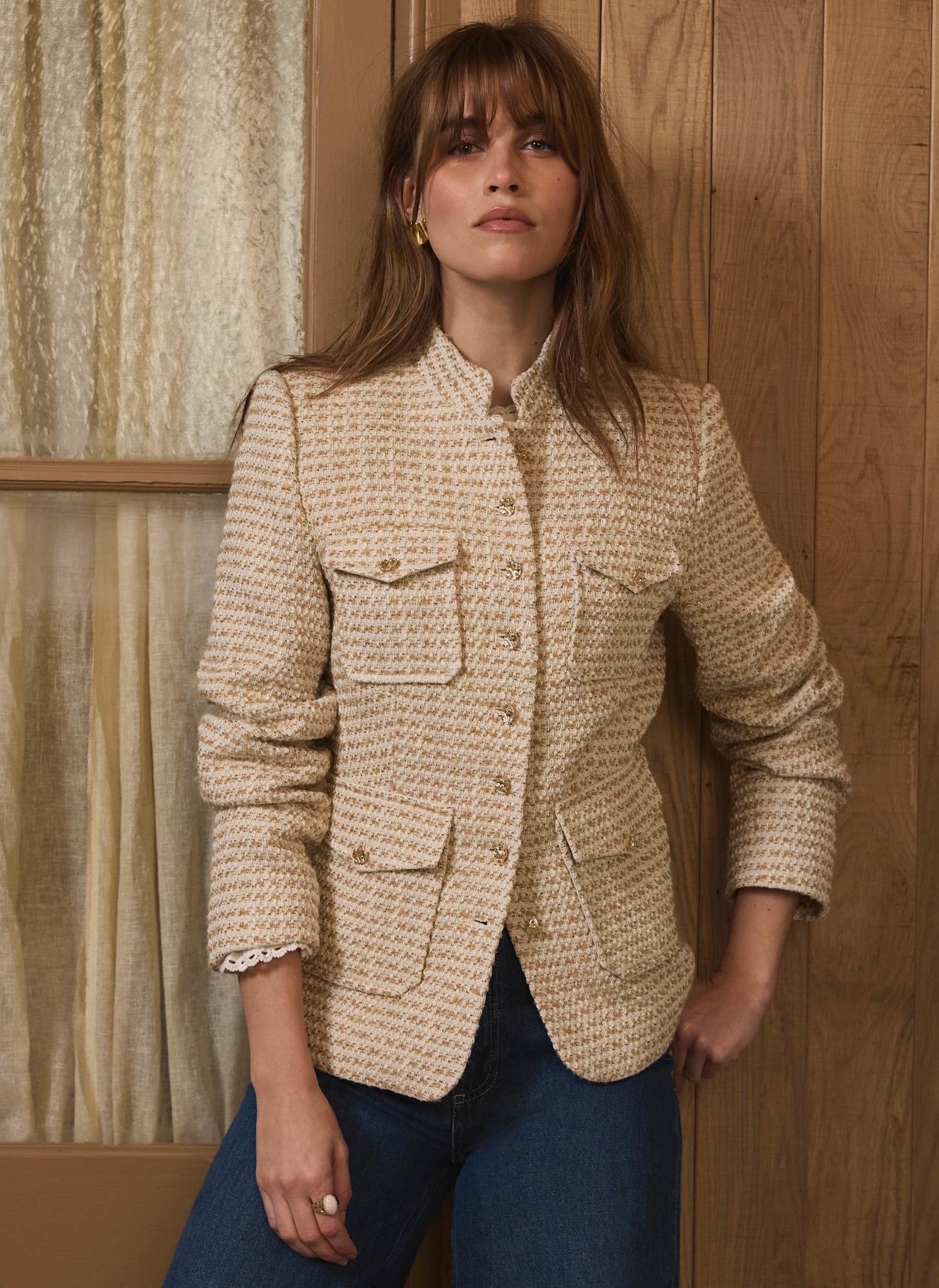 Neutral Boucle Pocket Detail Jacket