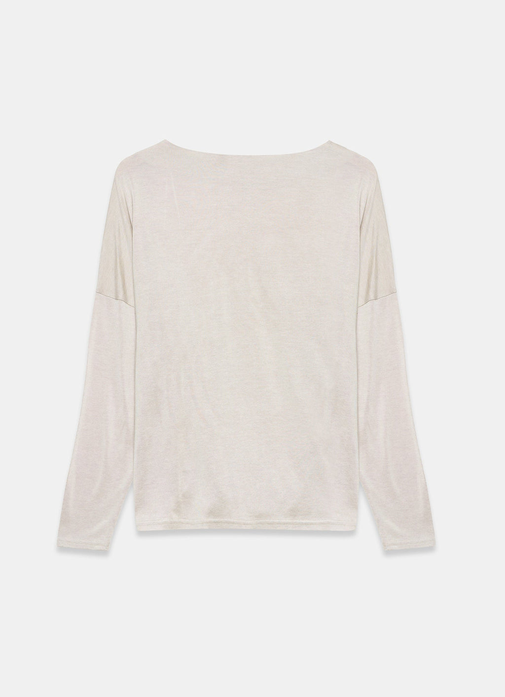 Neutral Metallic Ruched Long Sleeve Top