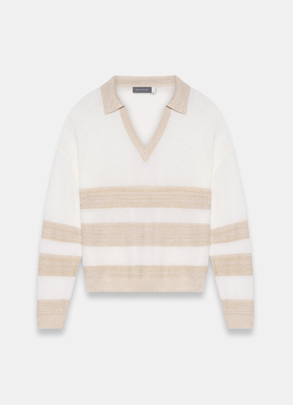 Neutral Sequin Striped Knit Jumper