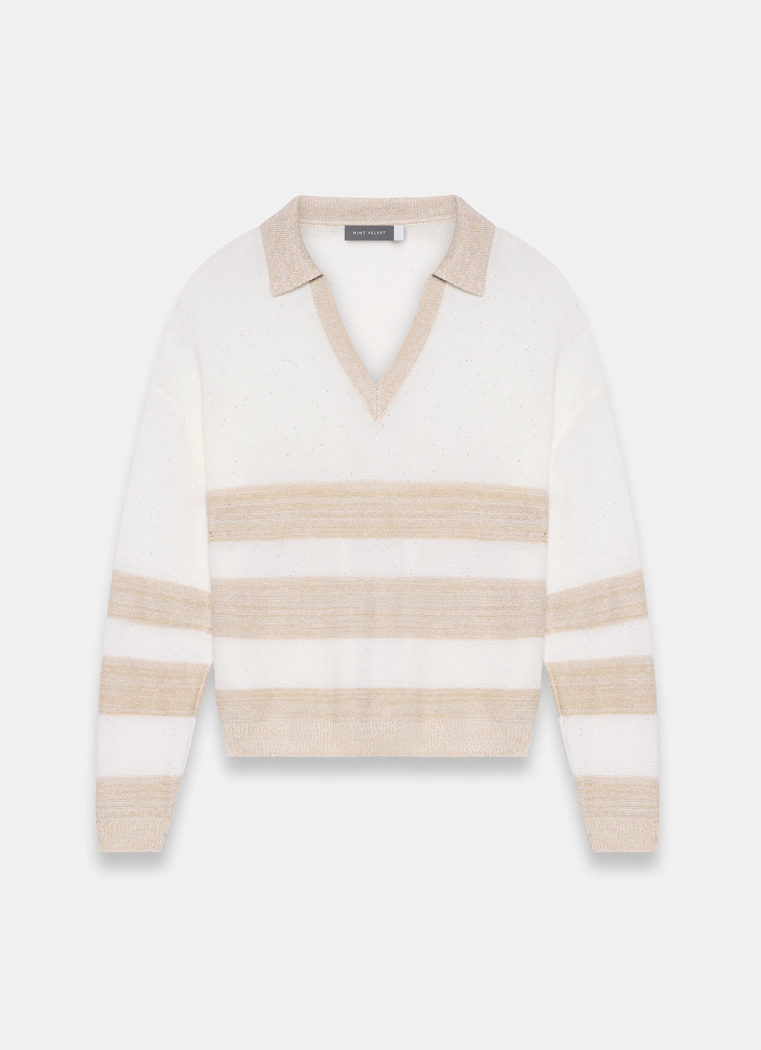 Neutral Sequin Striped Knit Jumper