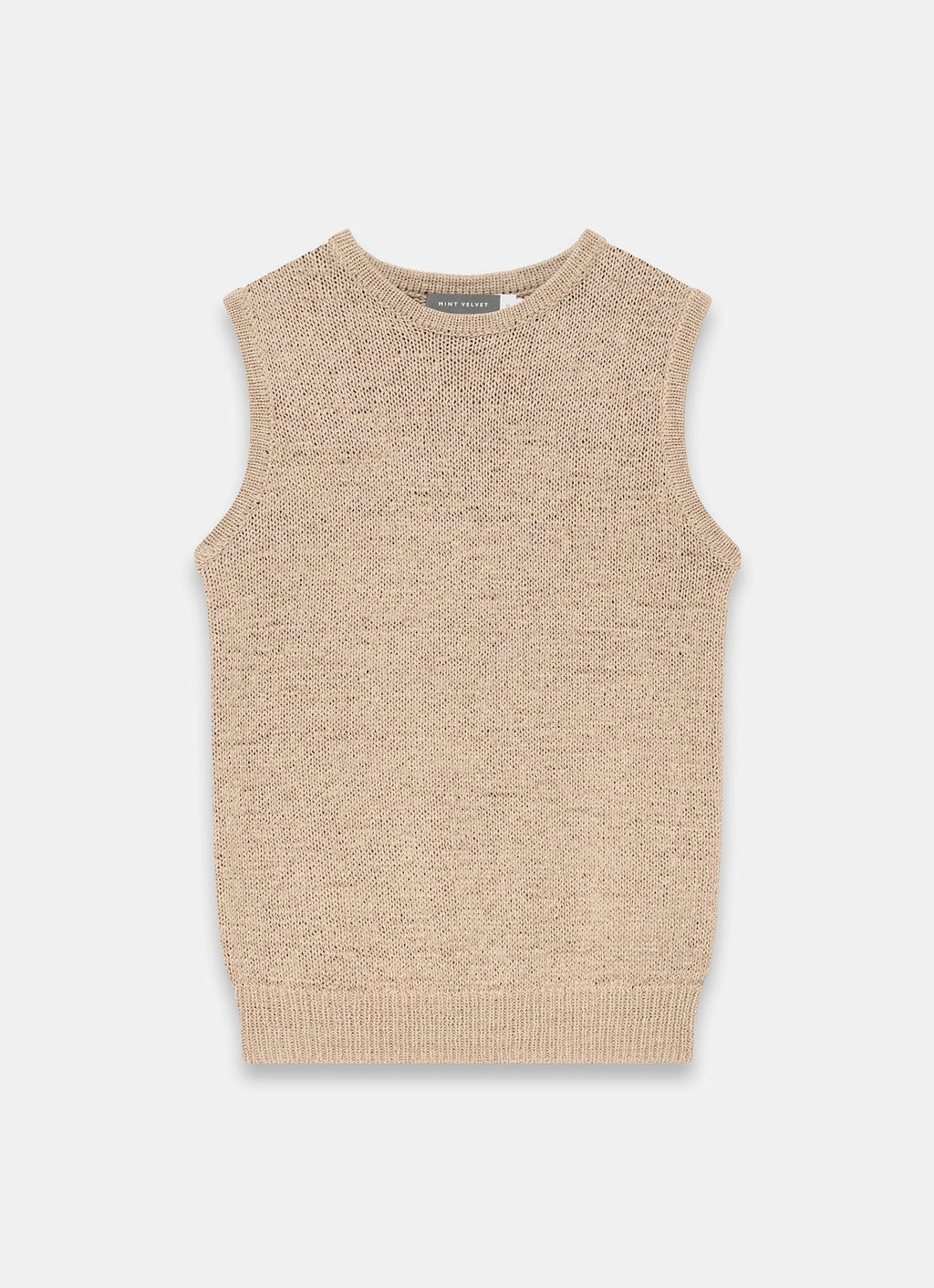 Brown Cotton Blend Sleeveless Knit Top