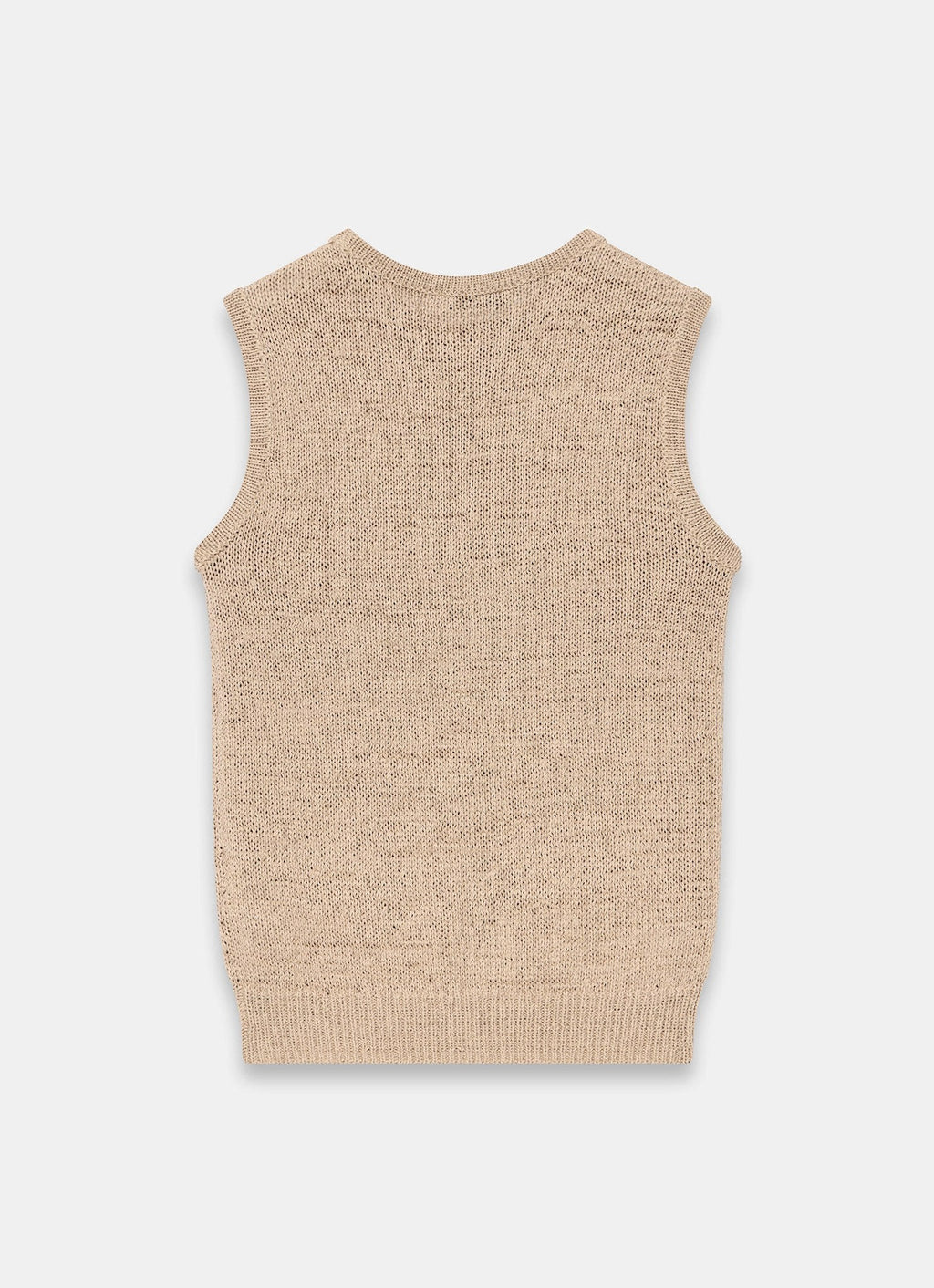 Brown Cotton Blend Sleeveless Knit Top