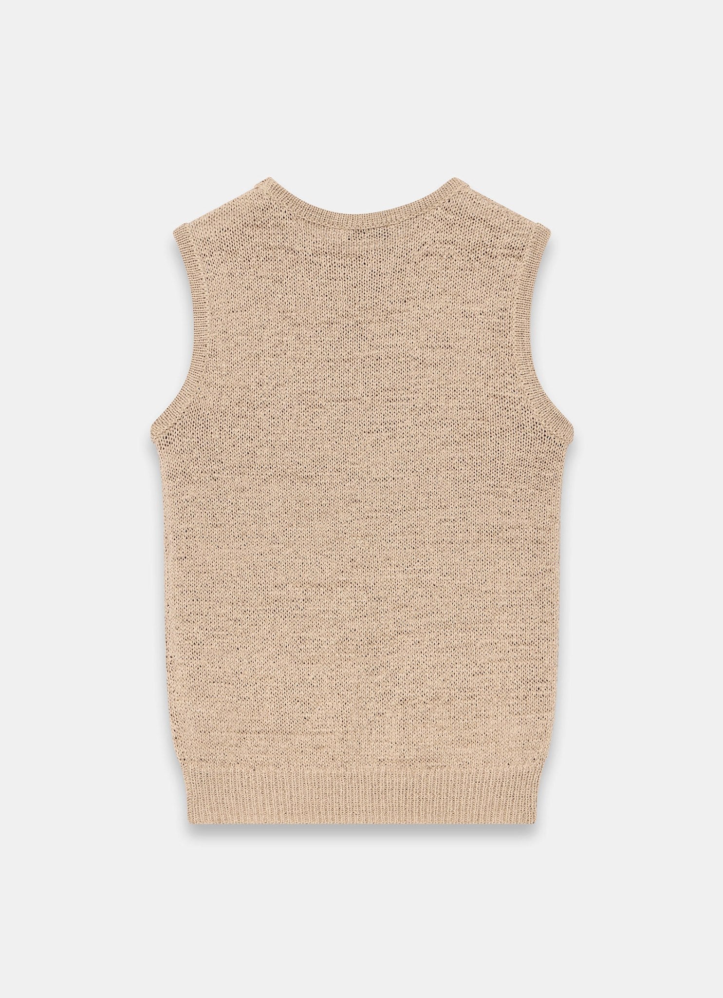 Brown Cotton Blend Sleeveless Knit Top